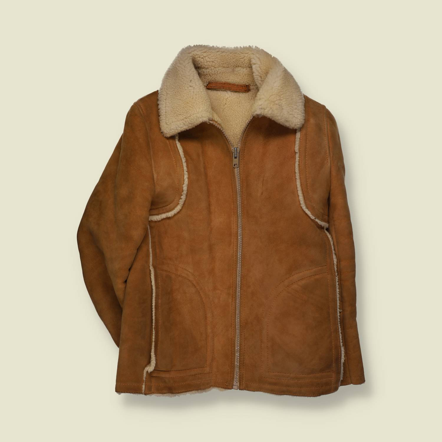 1970s | Sheepskin Bomber Jacket | Tan - M