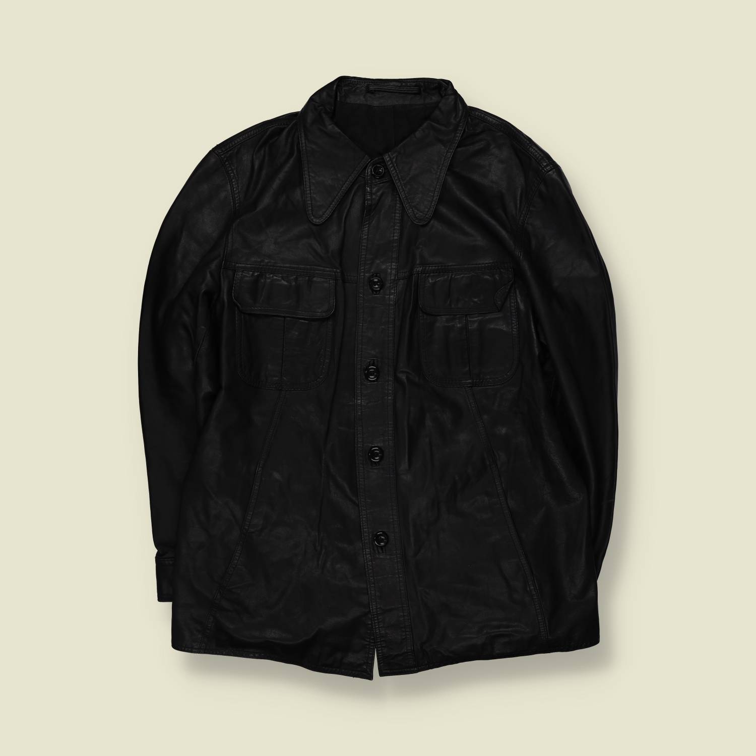 1970s | Leather Jacket | Black - M