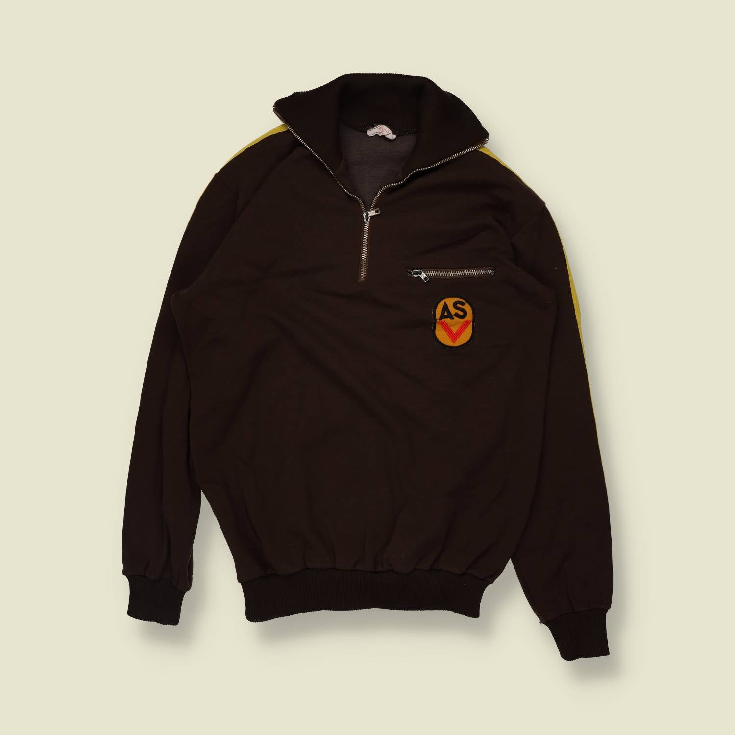 1970s | 1/4 Zip Track Top | Brown - XS