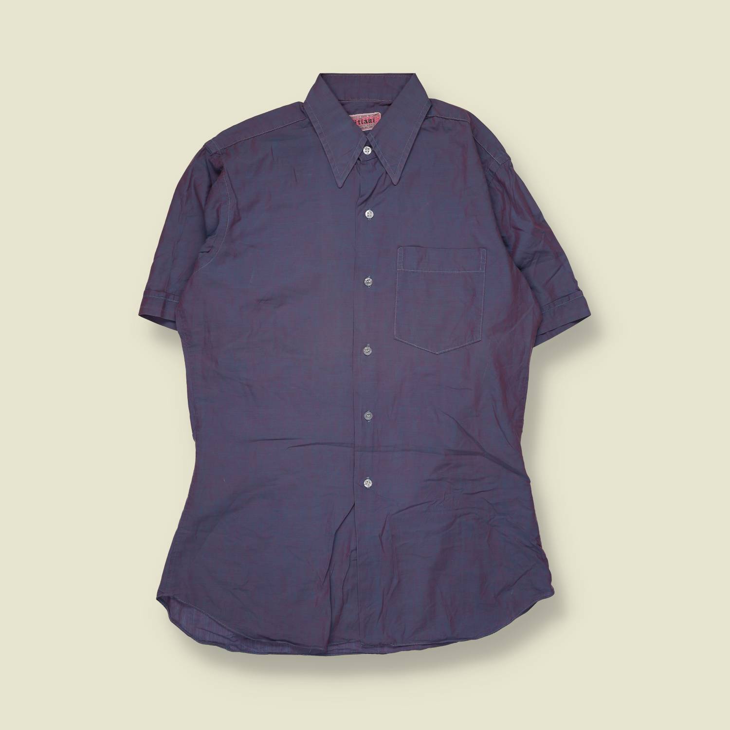 1970s | Sitani | Hand Tailored Short Sleeve Shirt | Blue - M