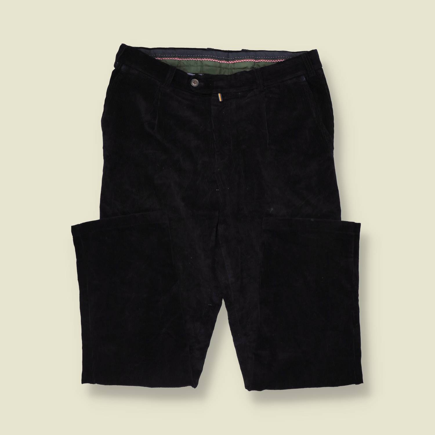 1980s | Eurex | Pleated Cord Trousers | Navy - w34