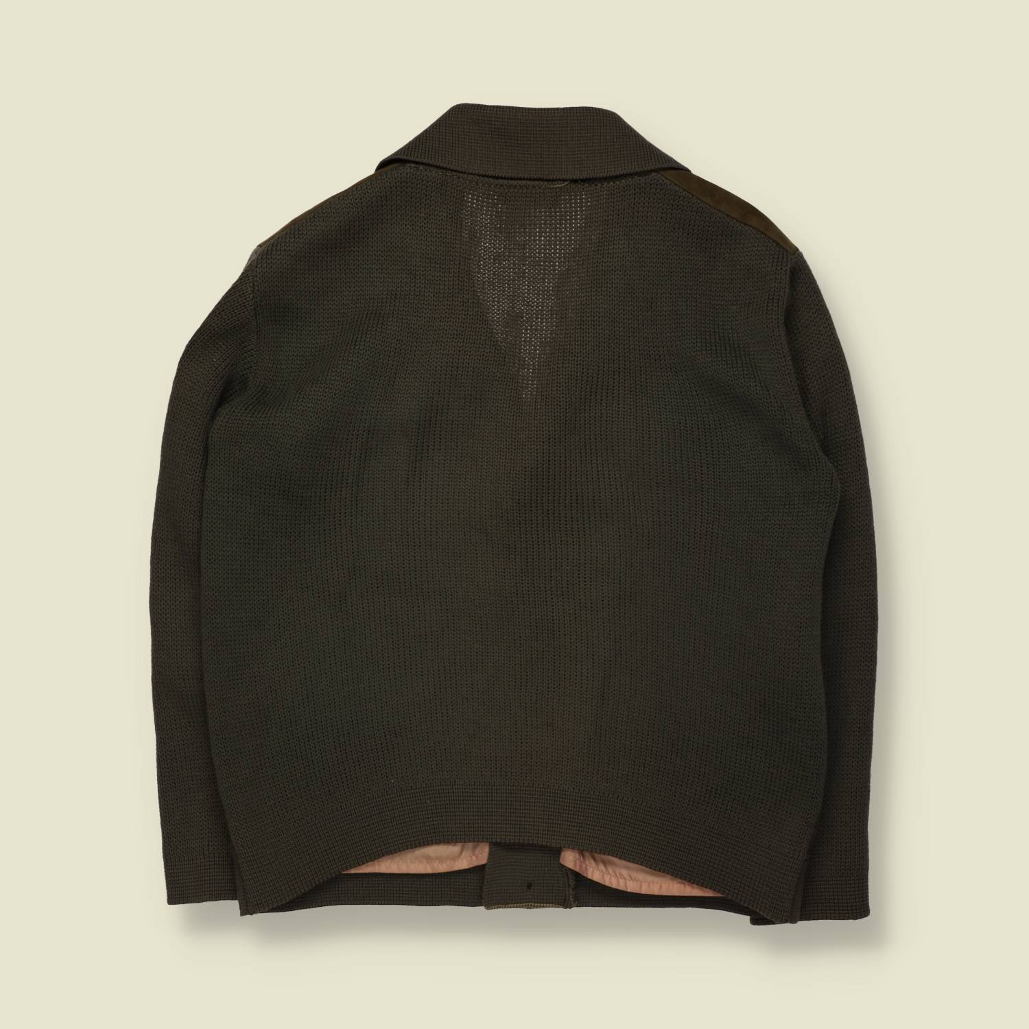 1970s | Suede & Wool Knit Cardigan Jacket | Olive - S