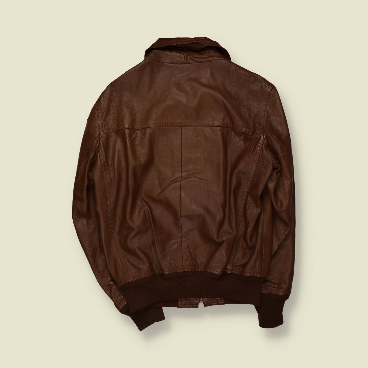 1970s | Leather Bomber Jacket | Brown- L