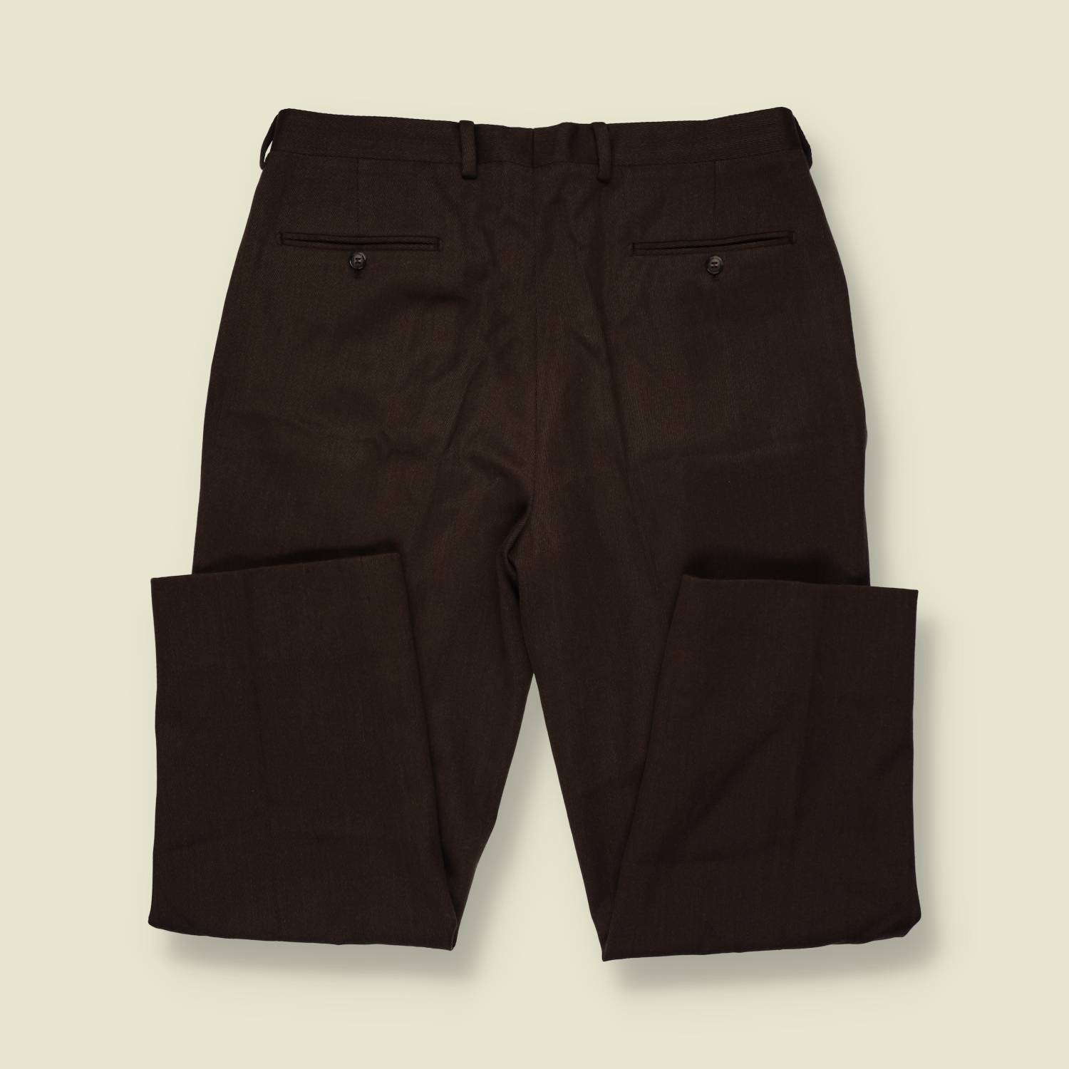 1980s | Lessona | Pleated Trousers | Chocolate Brown - Made in Italy - w36