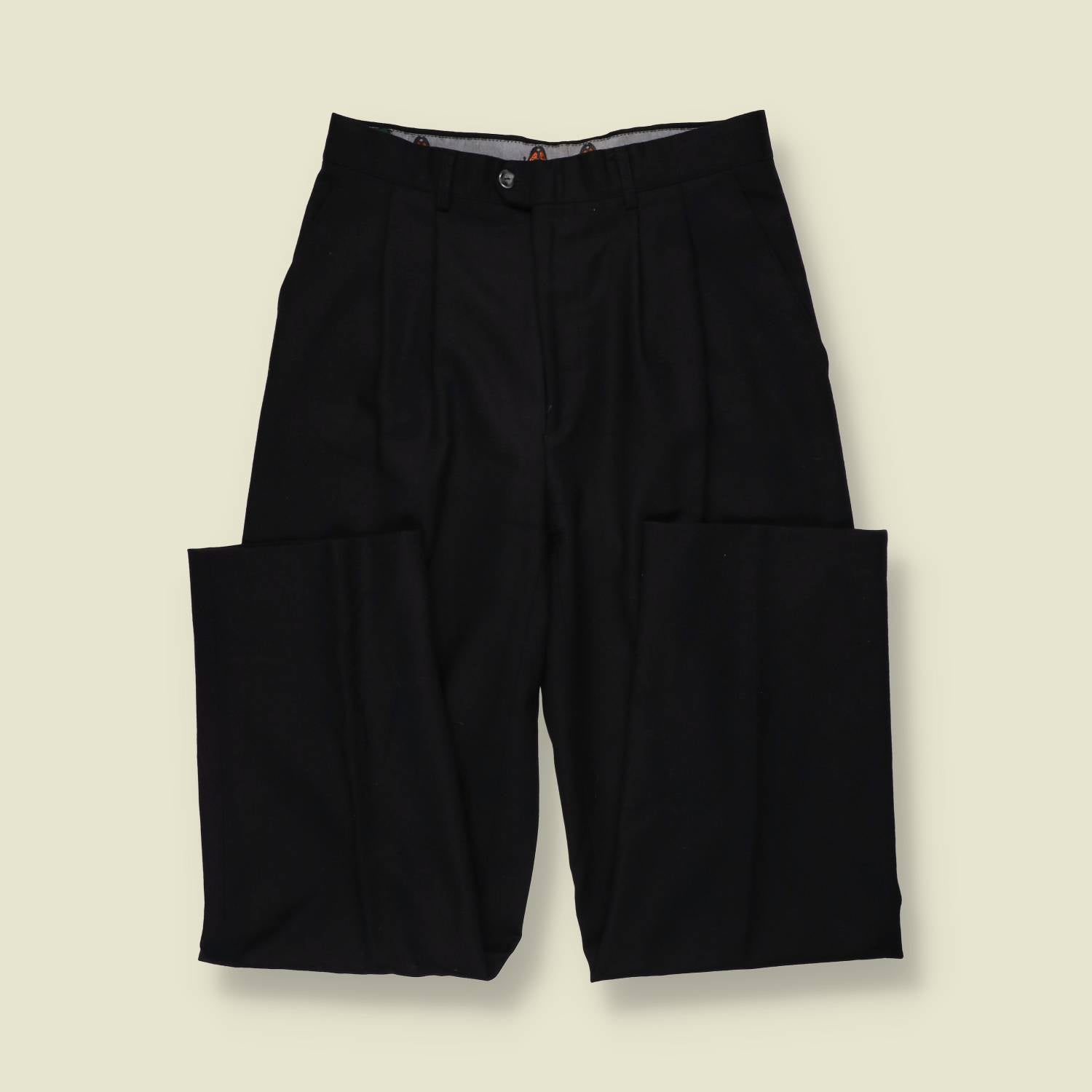 1970s-1980s | Pleated Trousers | Black - Made in Italy - w32