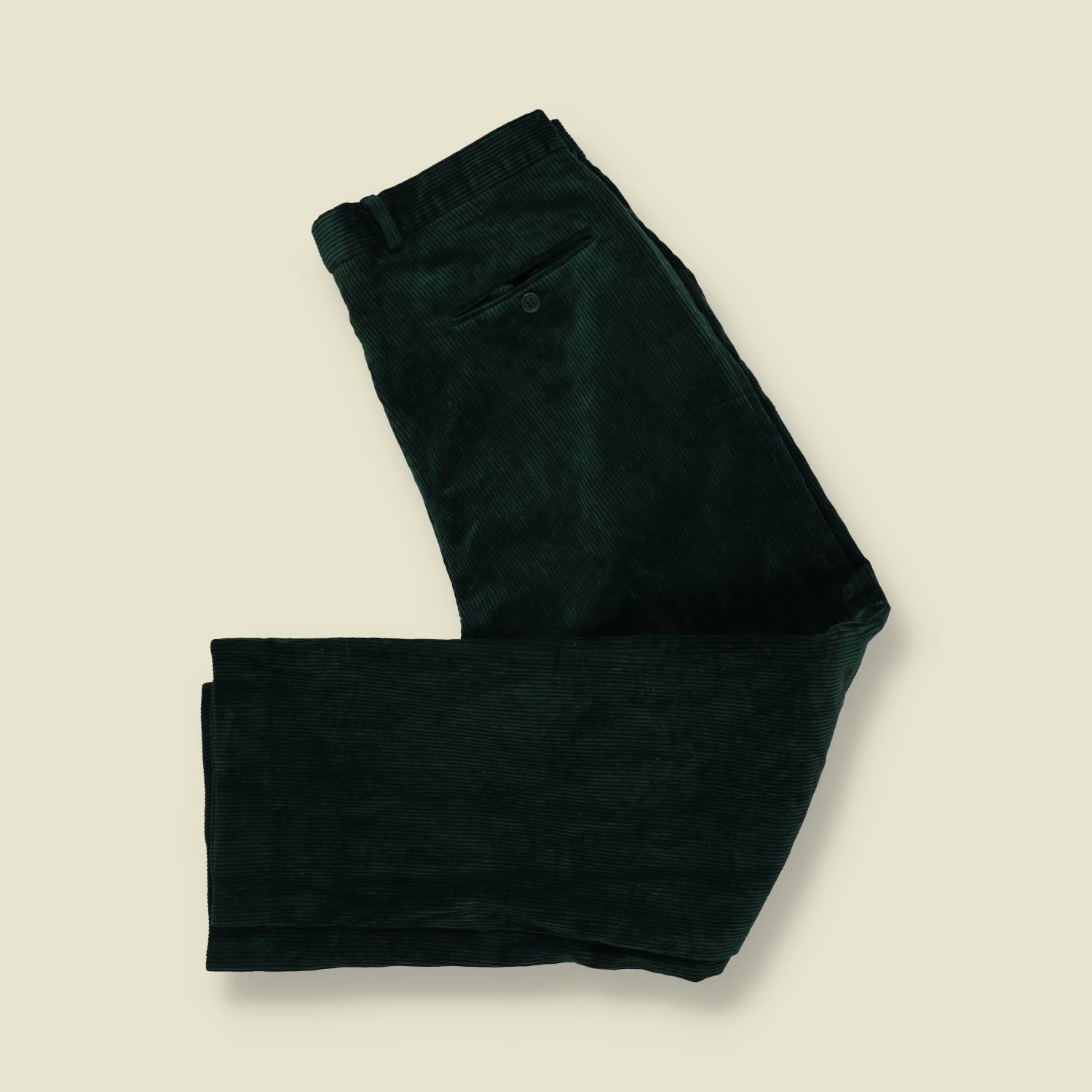 1980s | James Meade | Pleated Cord Trousers | Green - w36