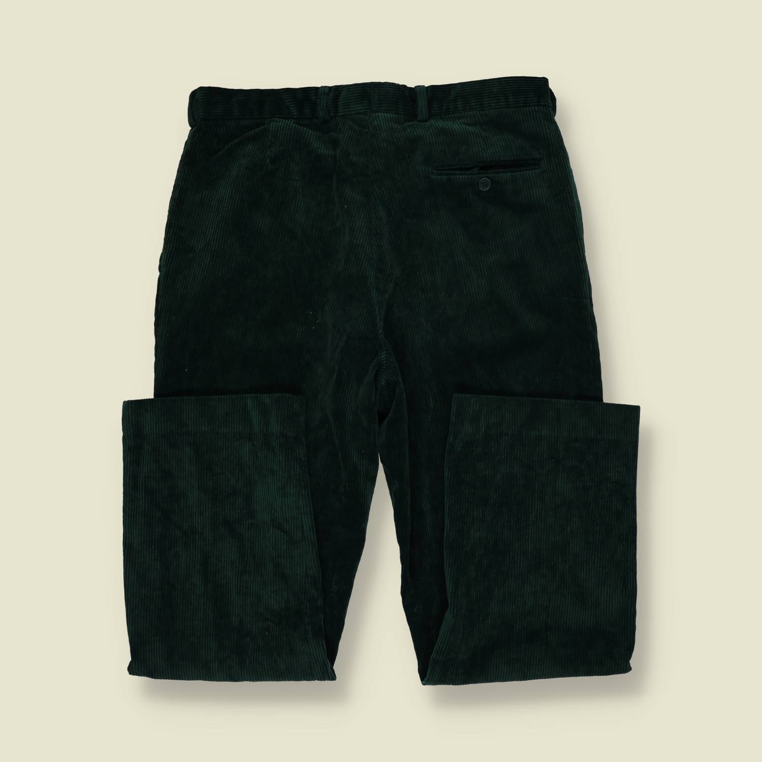 1980s | James Meade | Pleated Cord Trousers | Green - w36