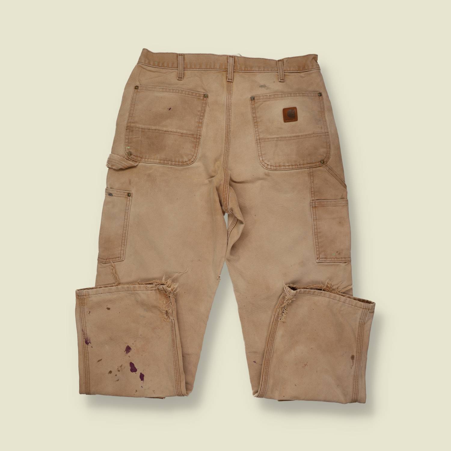 90s Thrashed / Paint Splattered Distressed Carharrt Double Knee Trousers - 30"