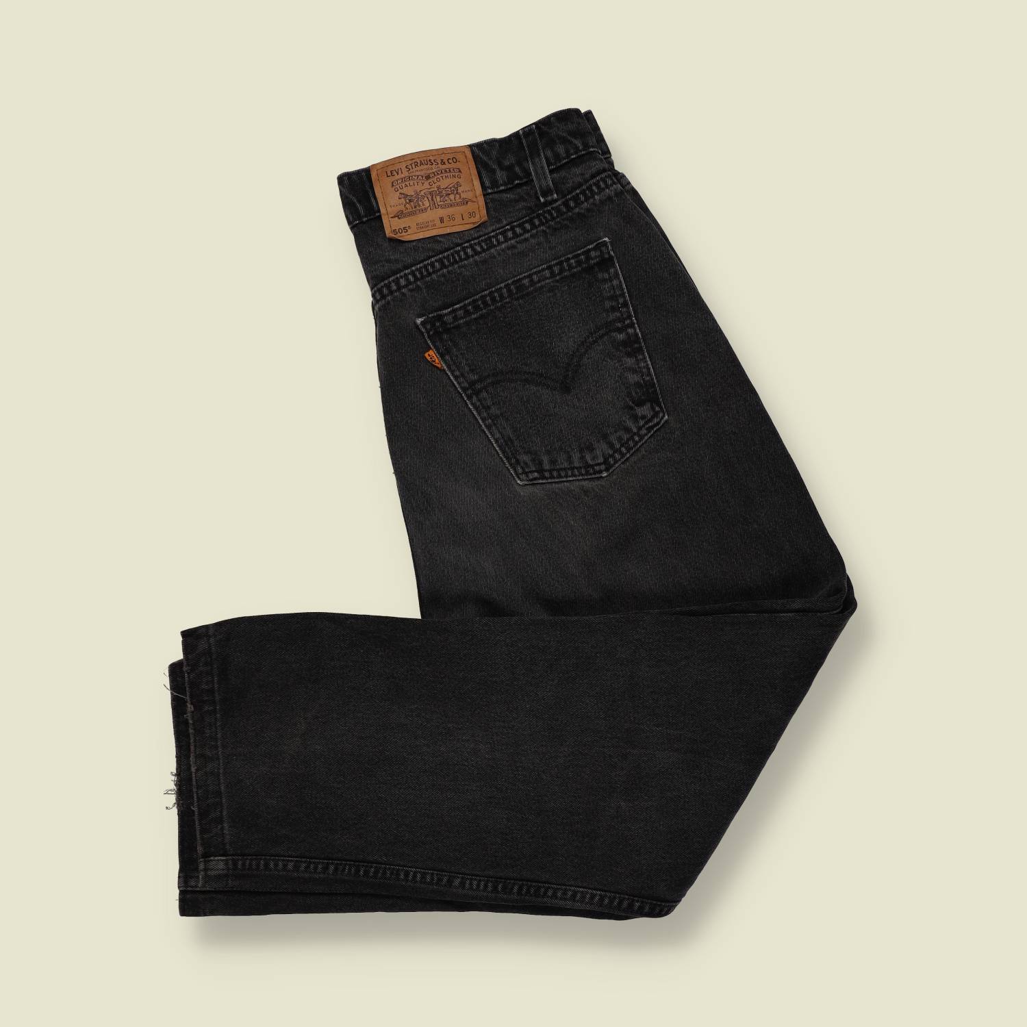 1980s–1990s | Levi’s 505 | Orange Tab | Made in Mexico of USA Components | Black Denim – w34