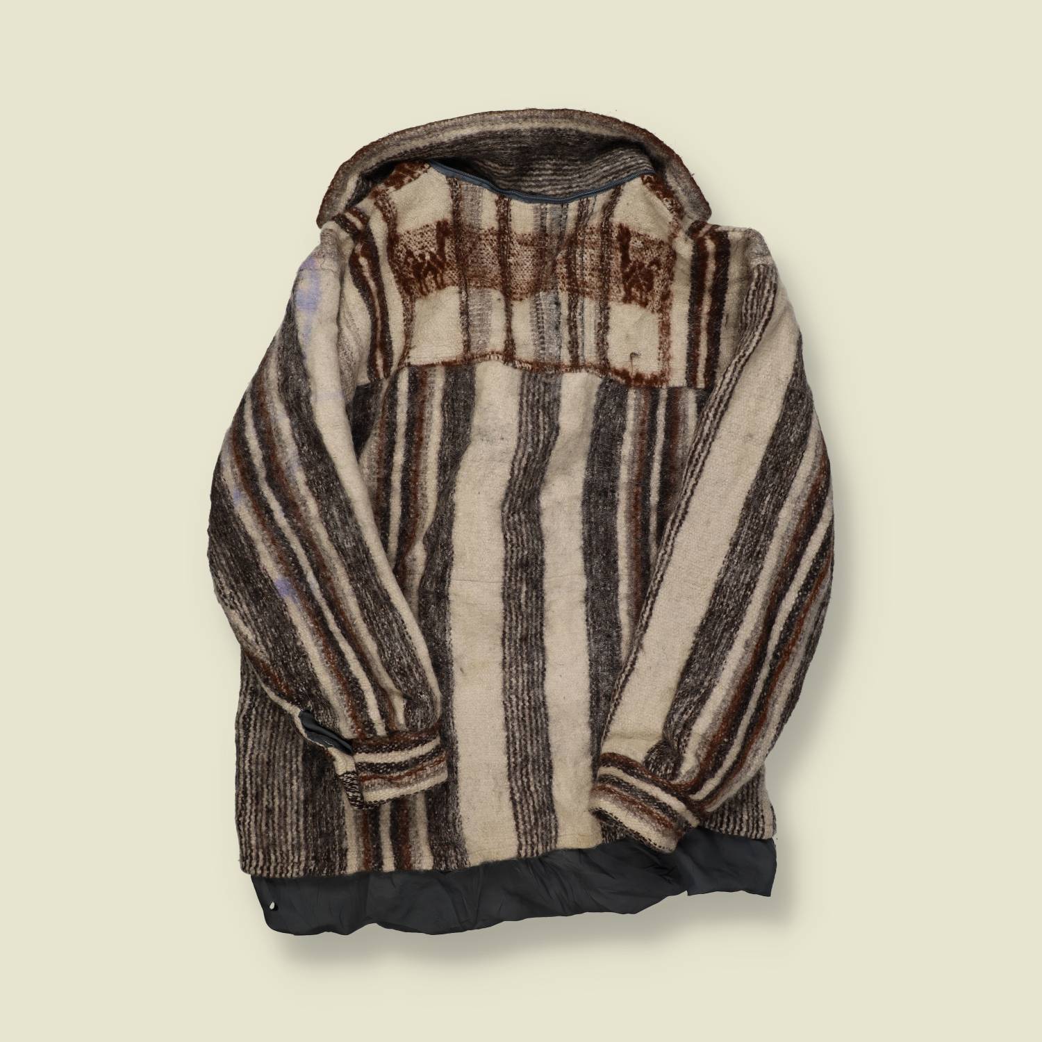 1980s | European | Wool Patterned Shirt Jacket | Brown / Cream - S