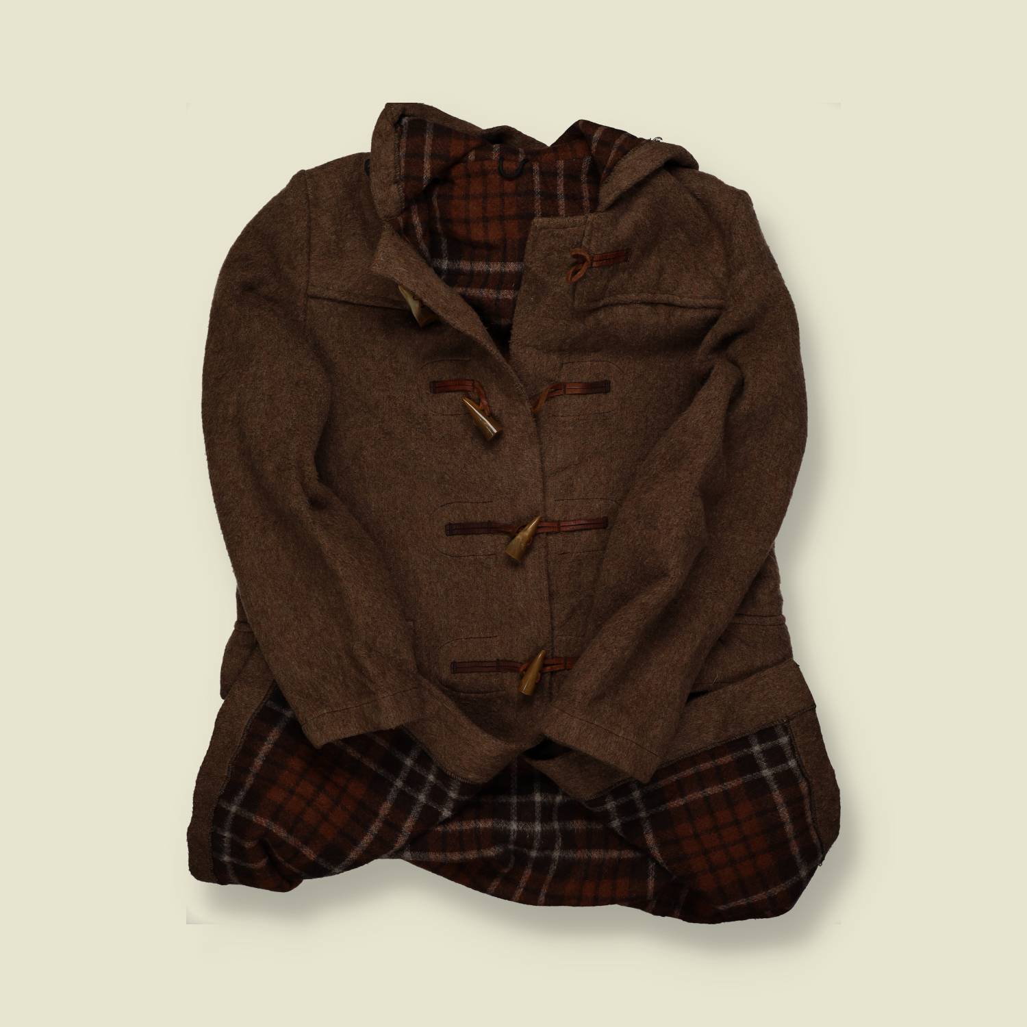 1970s | Made in Britain | Wool Duffle Coat | Brown - S