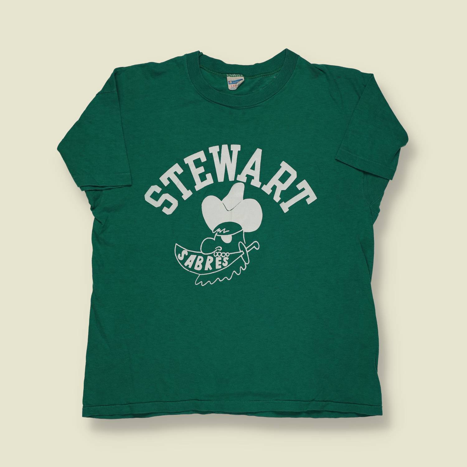 1970s | Champion | Stewart Sabres Printed T-Shirt | Green – S