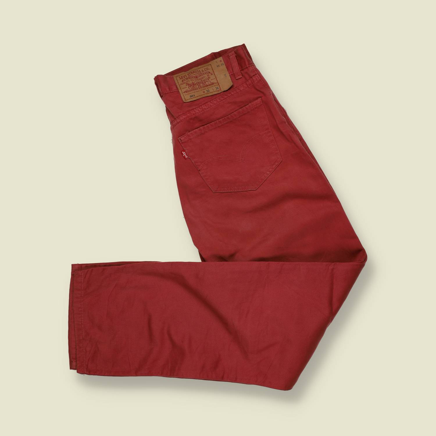 1980s–1990s | Levi’s | 501 Jeans | Red Denim | Made in USA – w30