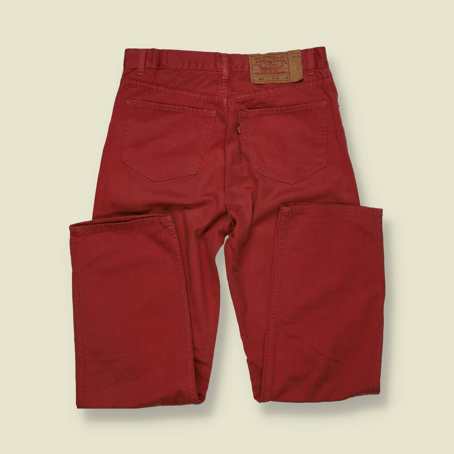 1980s–1990s | Levi’s | 501 Jeans | Red Denim | Made in USA – w30