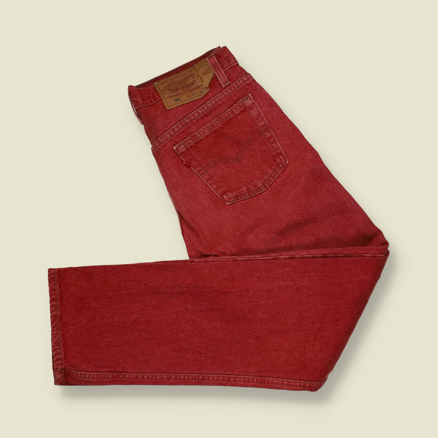 1980s–1990s | Levi’s | 501 Jeans | Washed Red Denim | Made in USA – w30