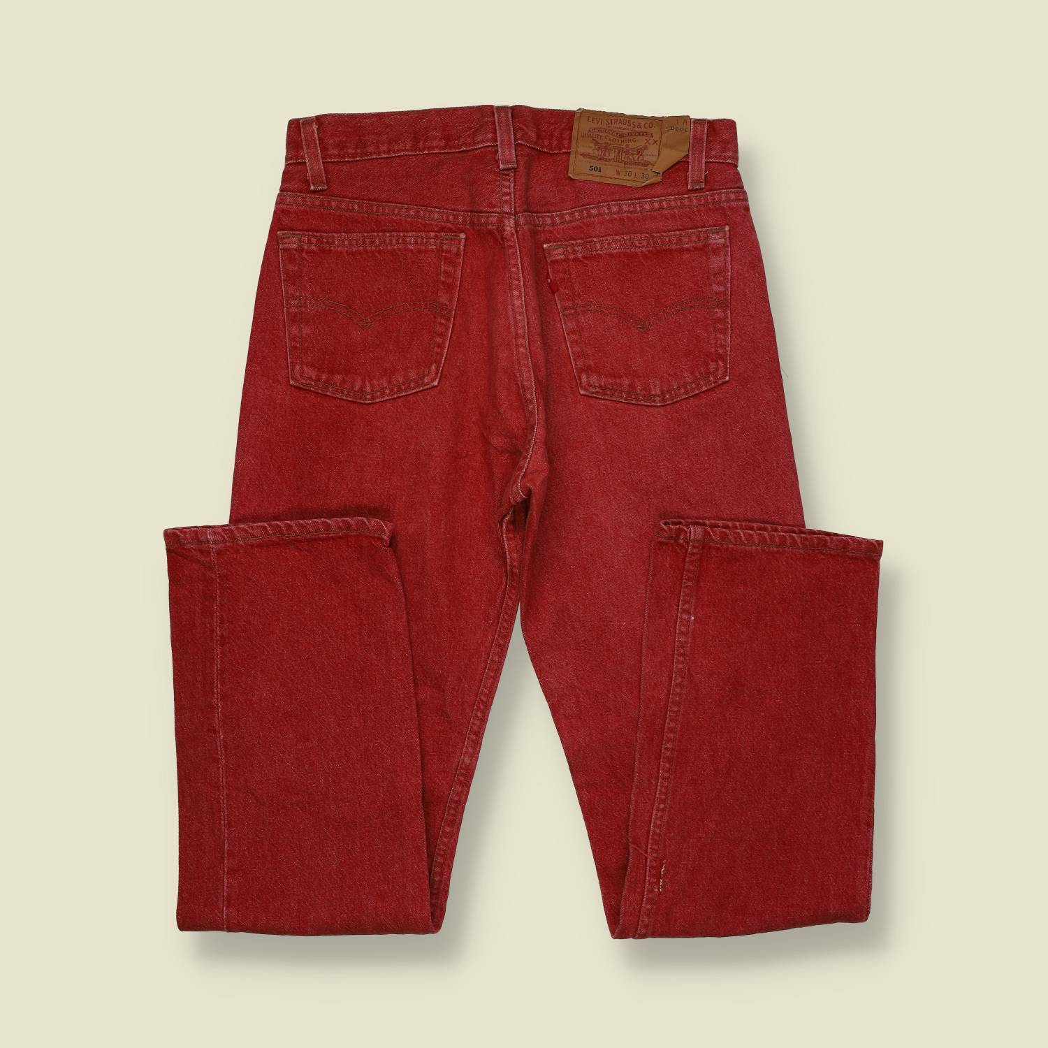 1980s–1990s | Levi’s | 501 Jeans | Washed Red Denim | Made in USA – w30