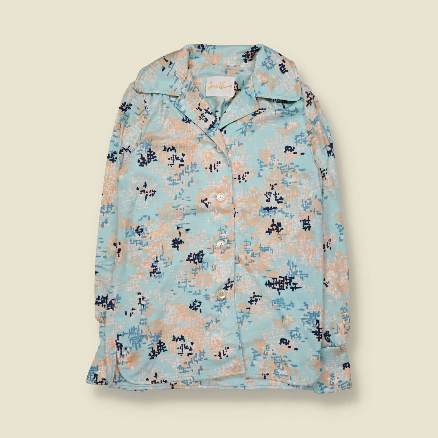 1970s | Jane Kernob | Printed Blouse | Blue - 10
