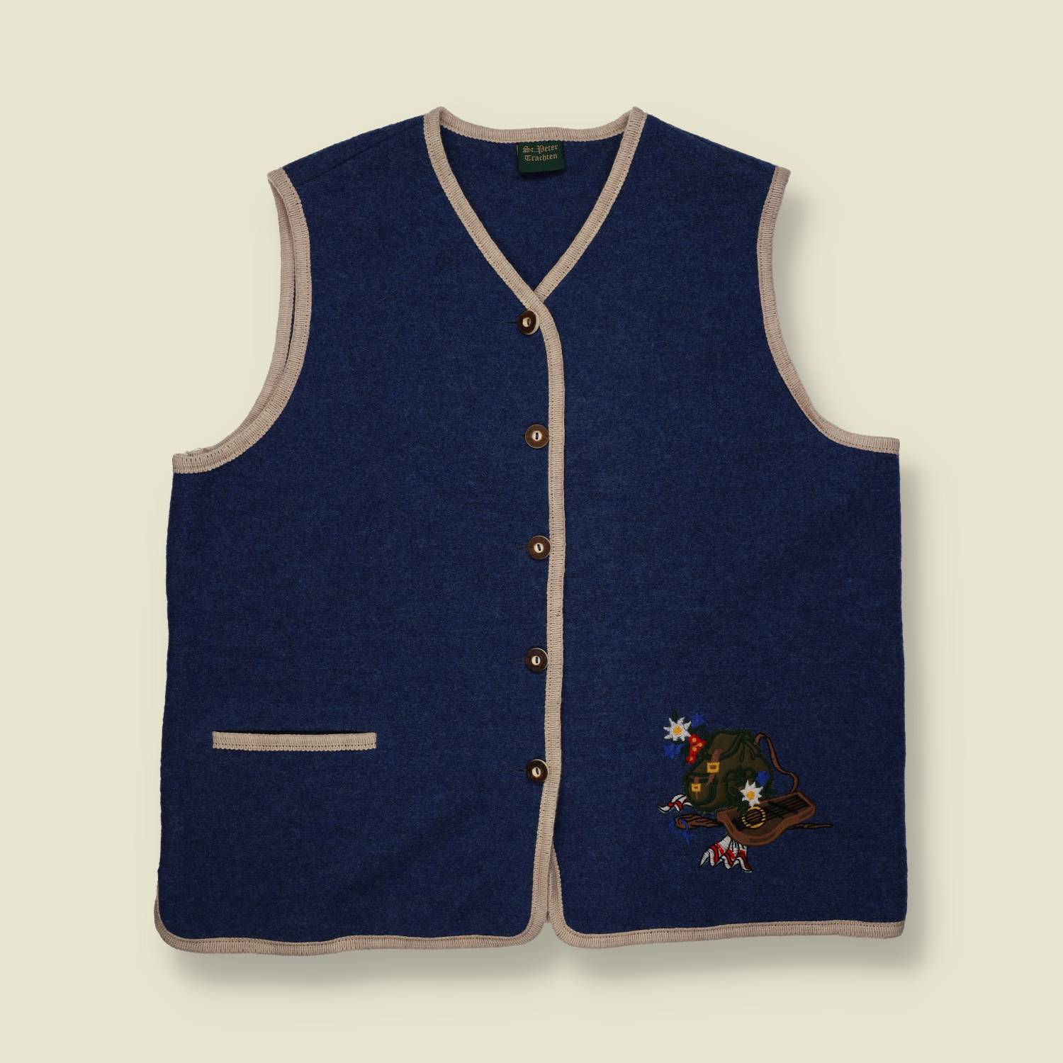 1980s | S.B. Peter | Tirolean Wool Waistcoat | Blue - 22