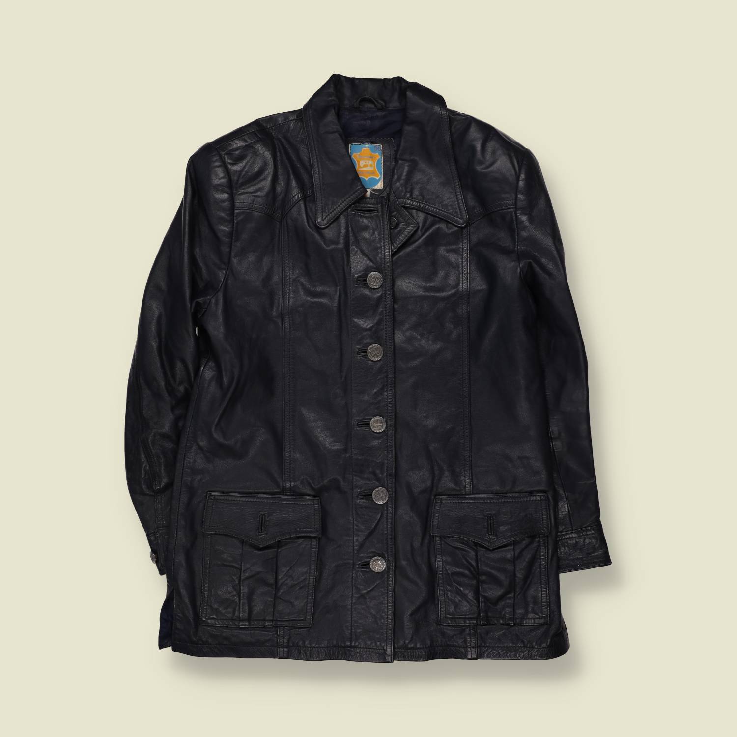 1970s | Dark Blue Leather Jacket - 14