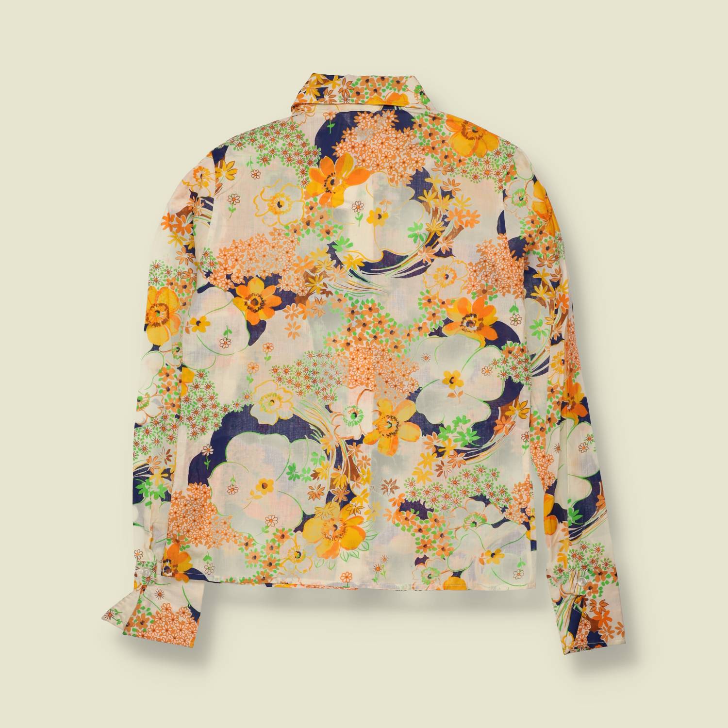 1970s | Huber | Floral Blouse | Cream - 12
