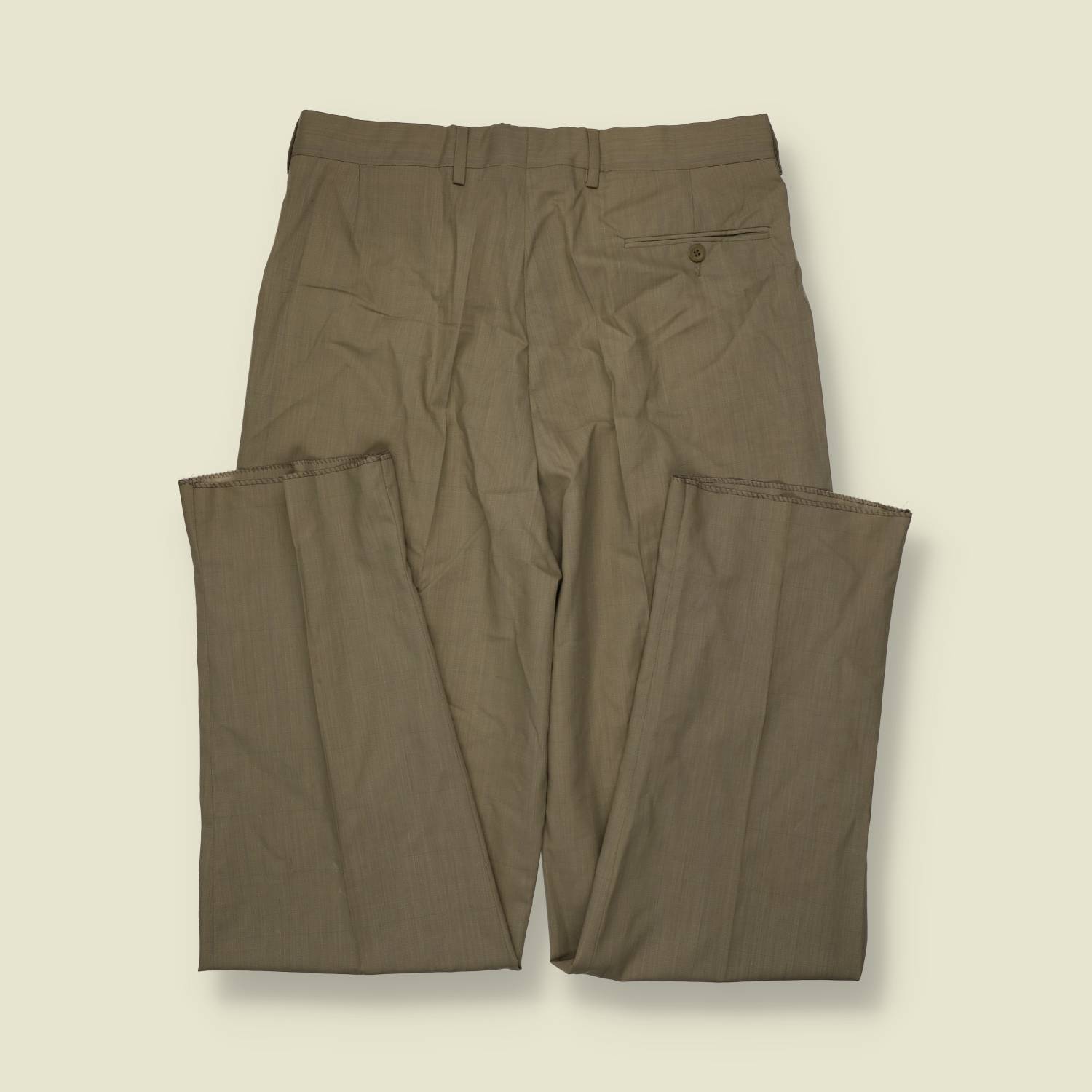 1980s | Pleated Trousers | Khaki - w34