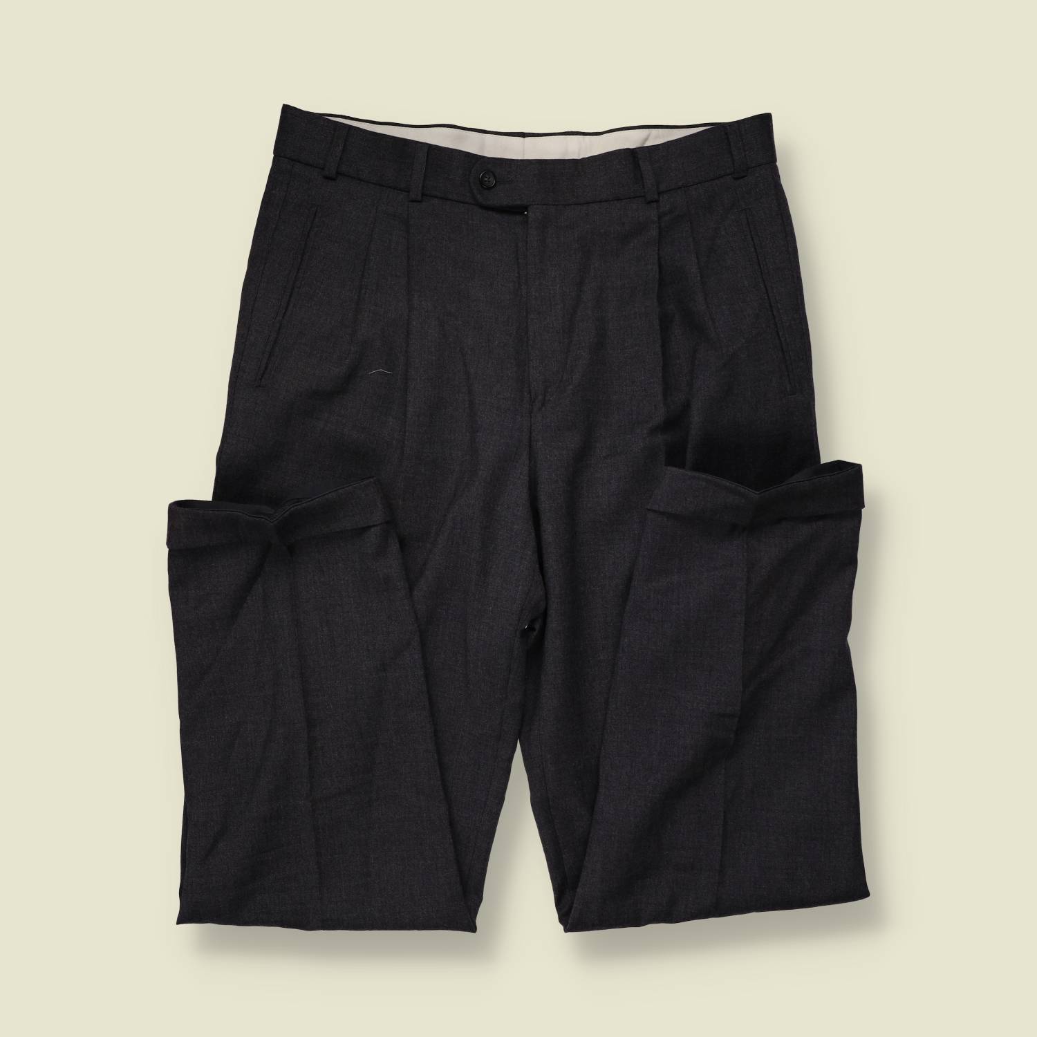 1980s | Pleated Trousers | Charcoal - w34