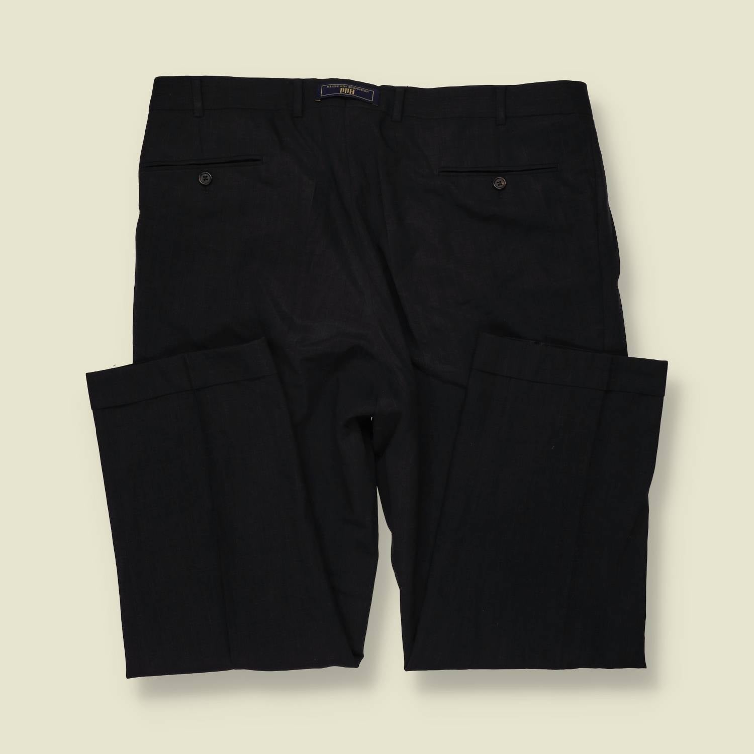 1980s | Hiltl | Wool Pleated Trousers | Black - w40