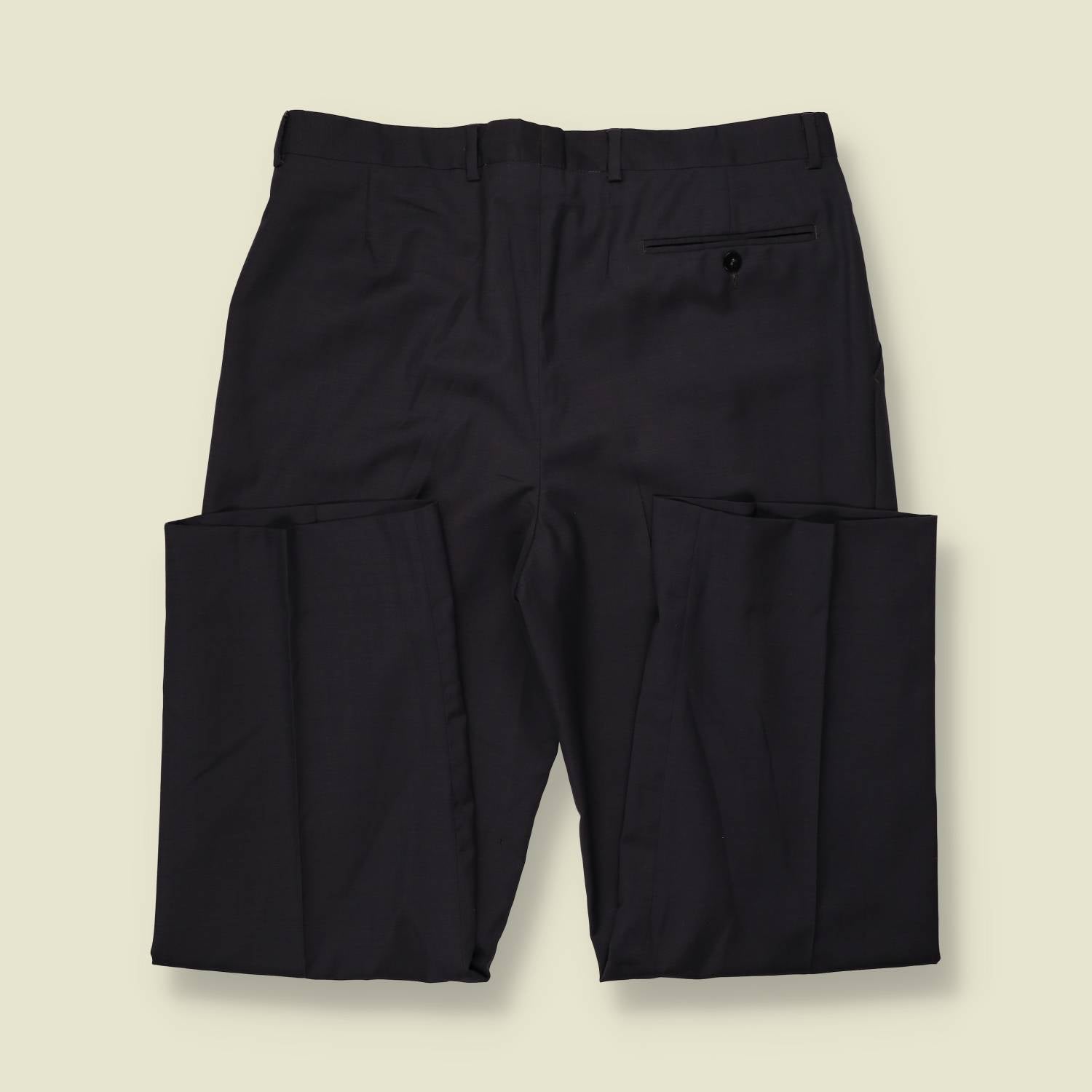 1980s | Wool Pleated Trousers | Navy - w34