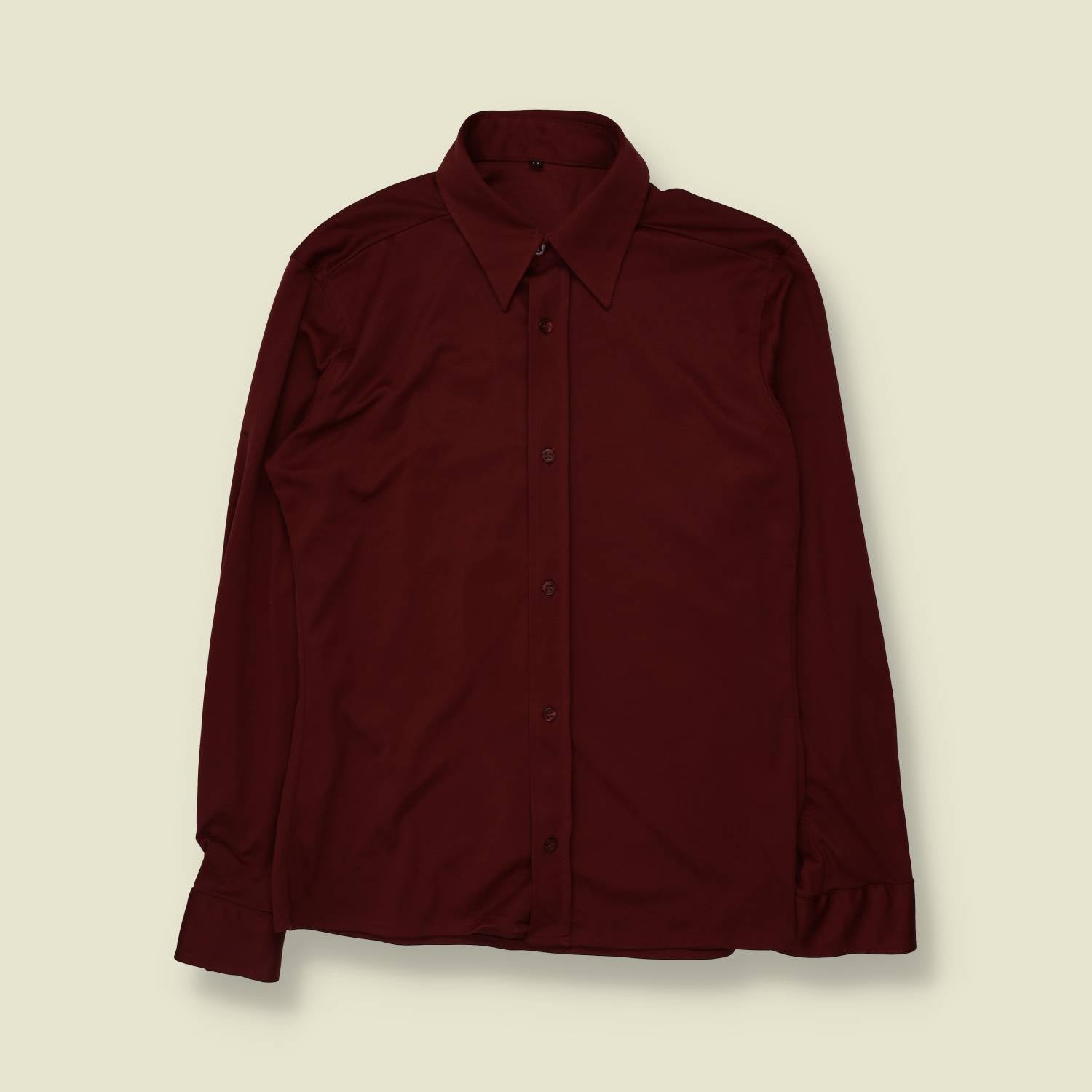 1970s | Long Sleeve Shirt | Burgundy - XS