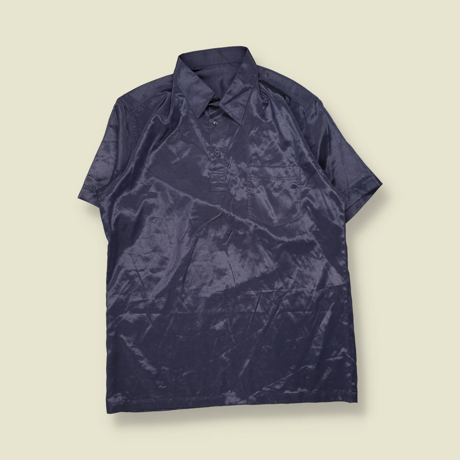 1970s | Short Sleeve Shirt | Navy - M