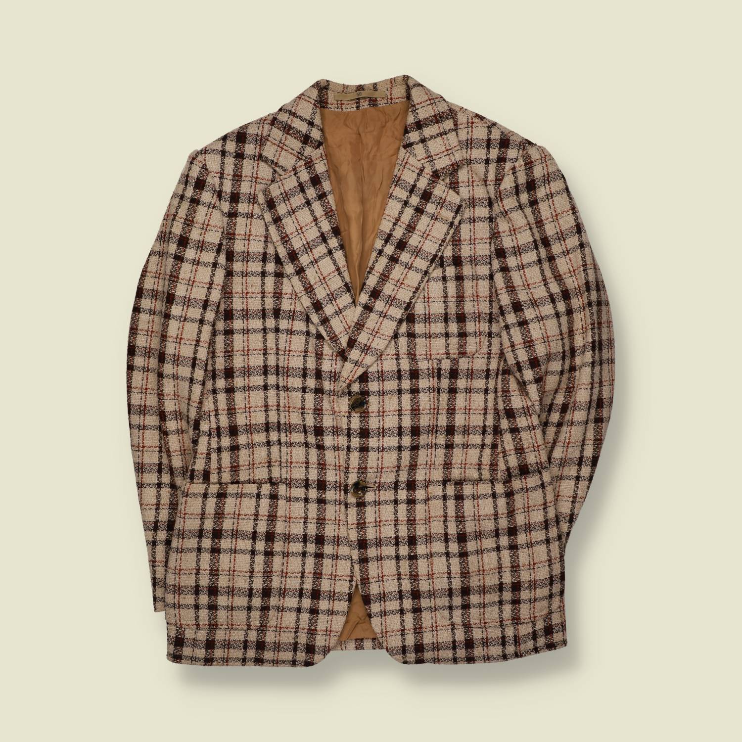 1970s | Check Blazer | Cream - S