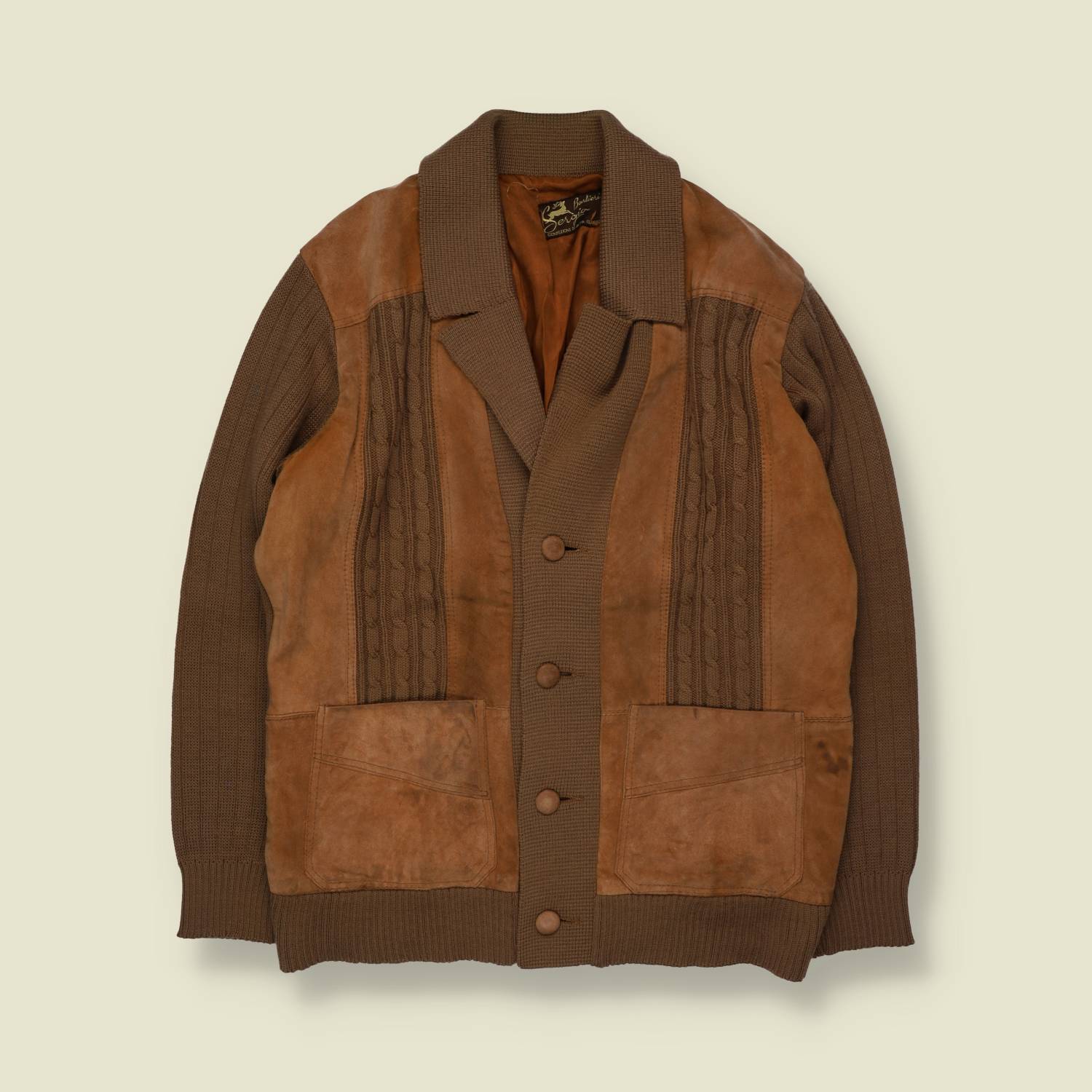 1970s | Sergio Barilini | Leather & Knit Jacket | Tan - M