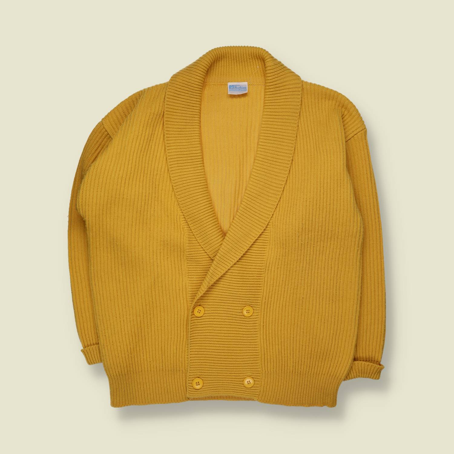 1970s | Double-Breasted Cardigan | Mustard - XL