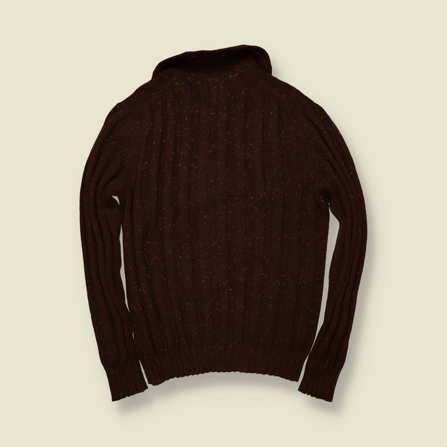 1970s | Zip Knit Wool Cardigan | Dark Brown - M