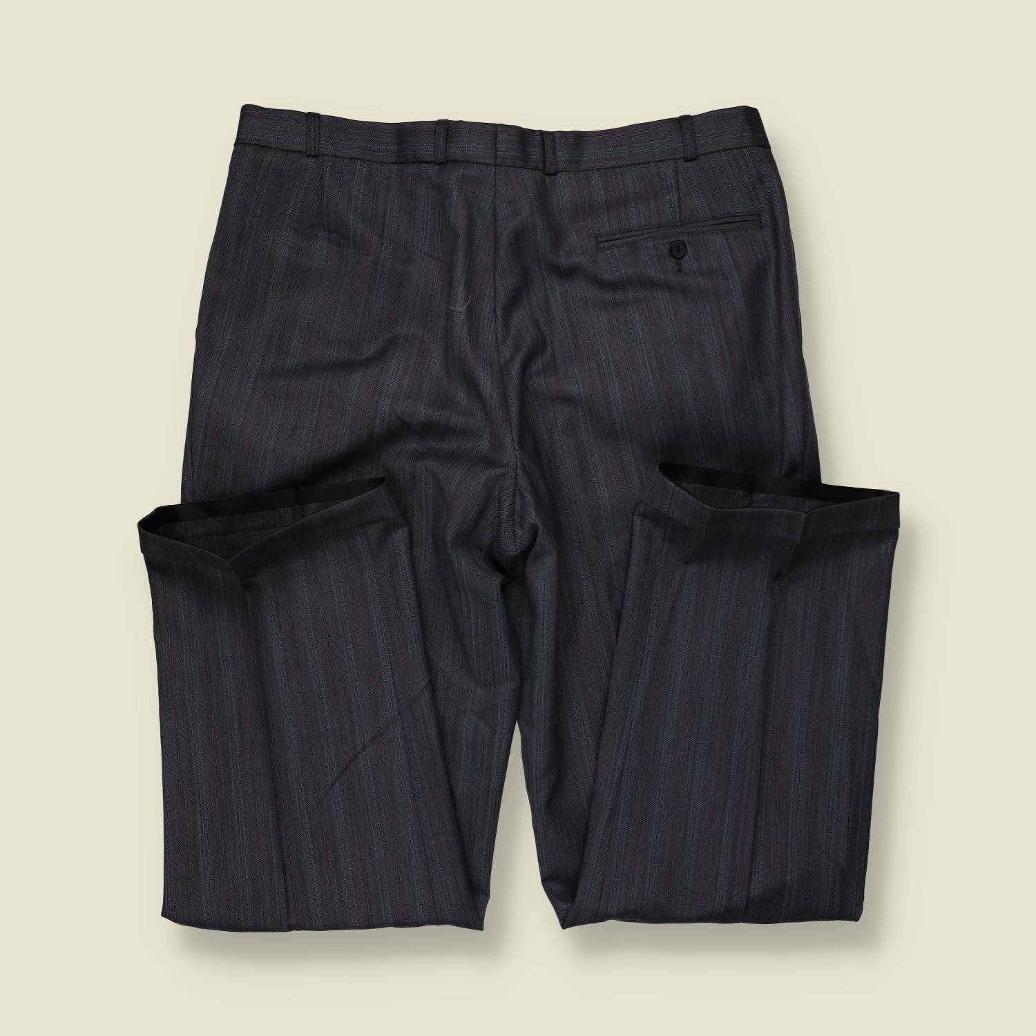 1980s | Striped Pleated Trousers | Charcoal - w38