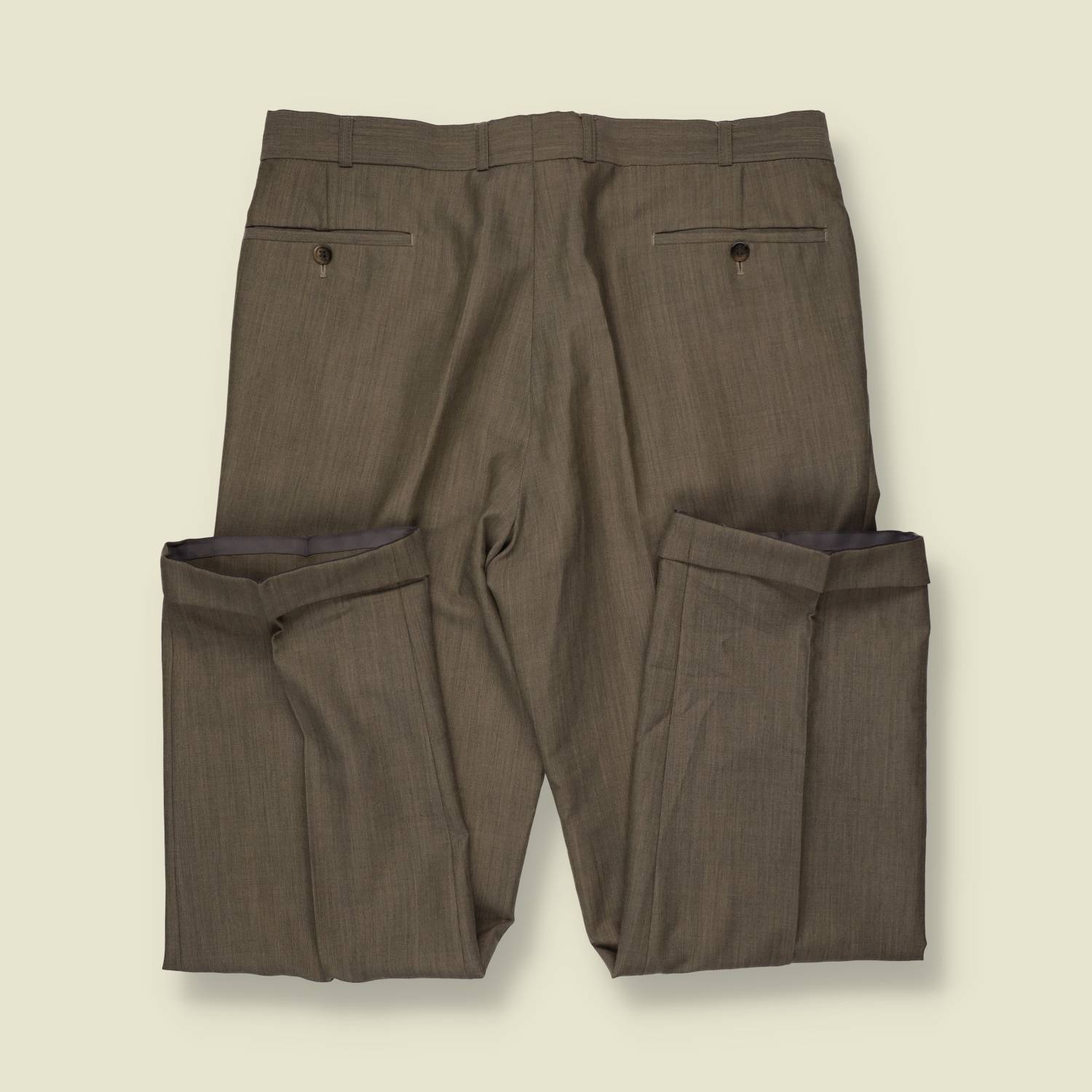 1980s | Pleated Trousers | Khaki - w34