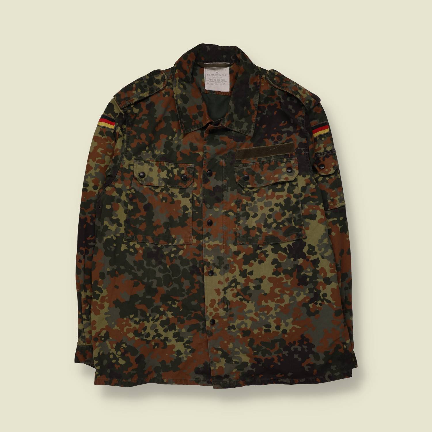 1990s | German Military | Field Shirt | Flecktarn Camouflage - L
