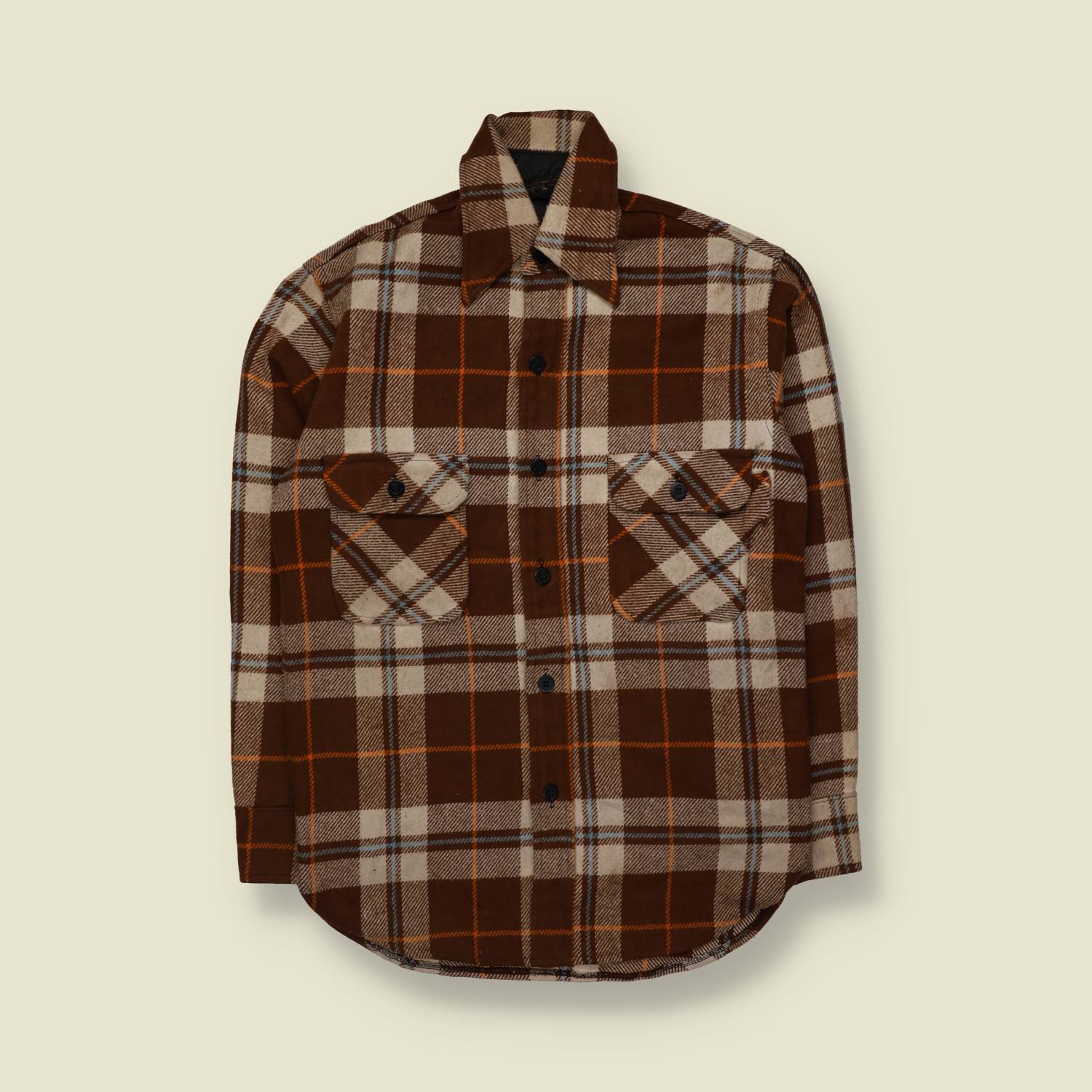 1970s | JC Penney | CPO Shirt | Brown & Cream Plaid - S