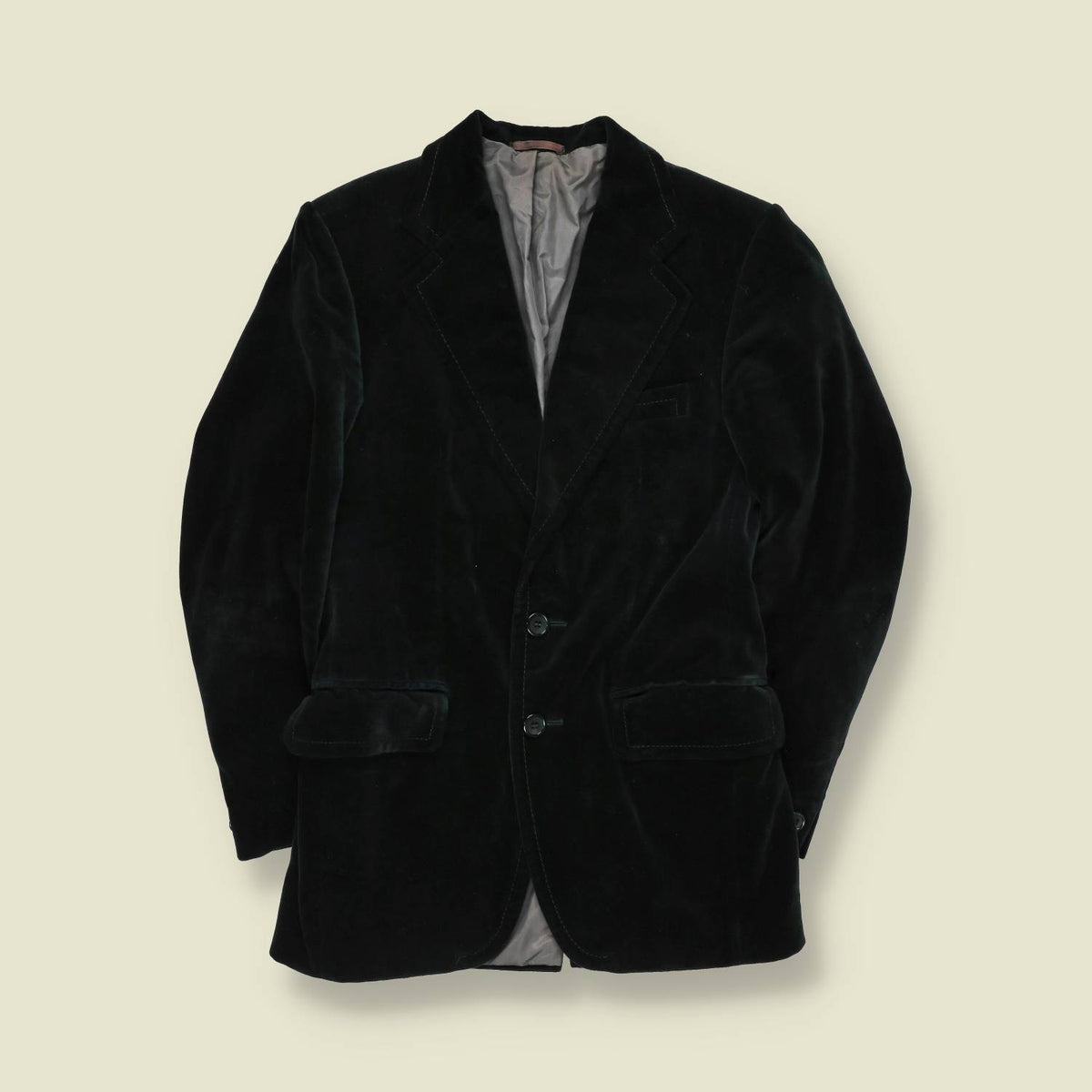 1970s | Green Velvet Tailored Blazer - XXS
