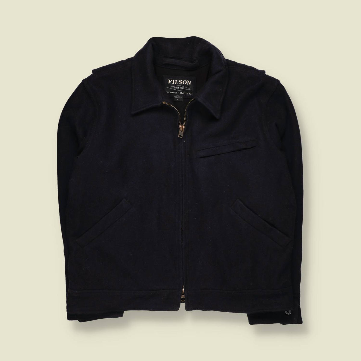 2000s | Filson Wool Bomber Jacket | Navy Blue - 3XL