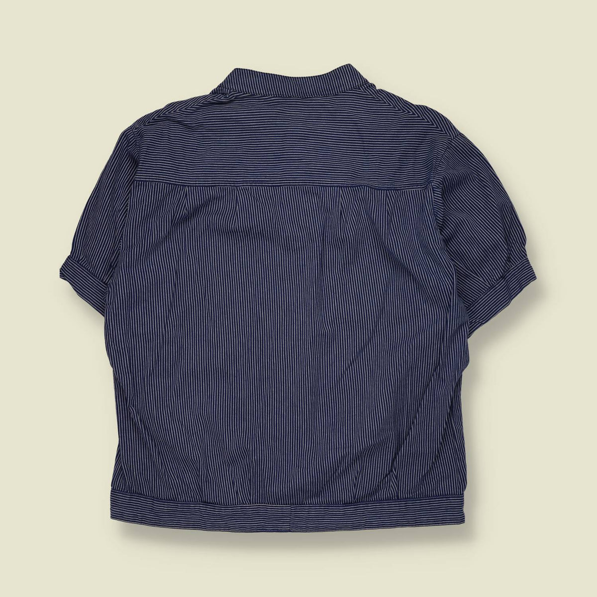 1980s | Marsum Striped Farmer Shirt | Navy Blue - S