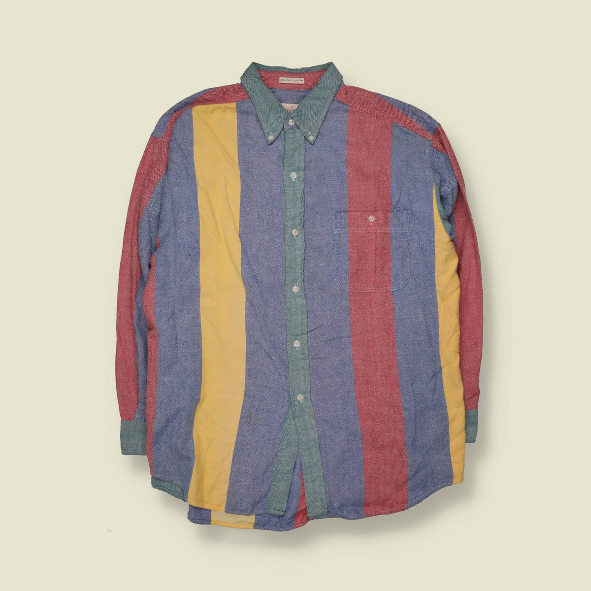 2000s | River Brand Colour Block Cotton Shirt | Multicolour - L