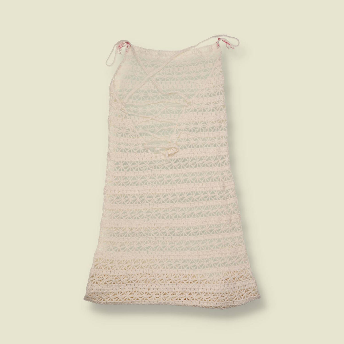 1970s | Cream Crochet Sleeveless Dress - 4