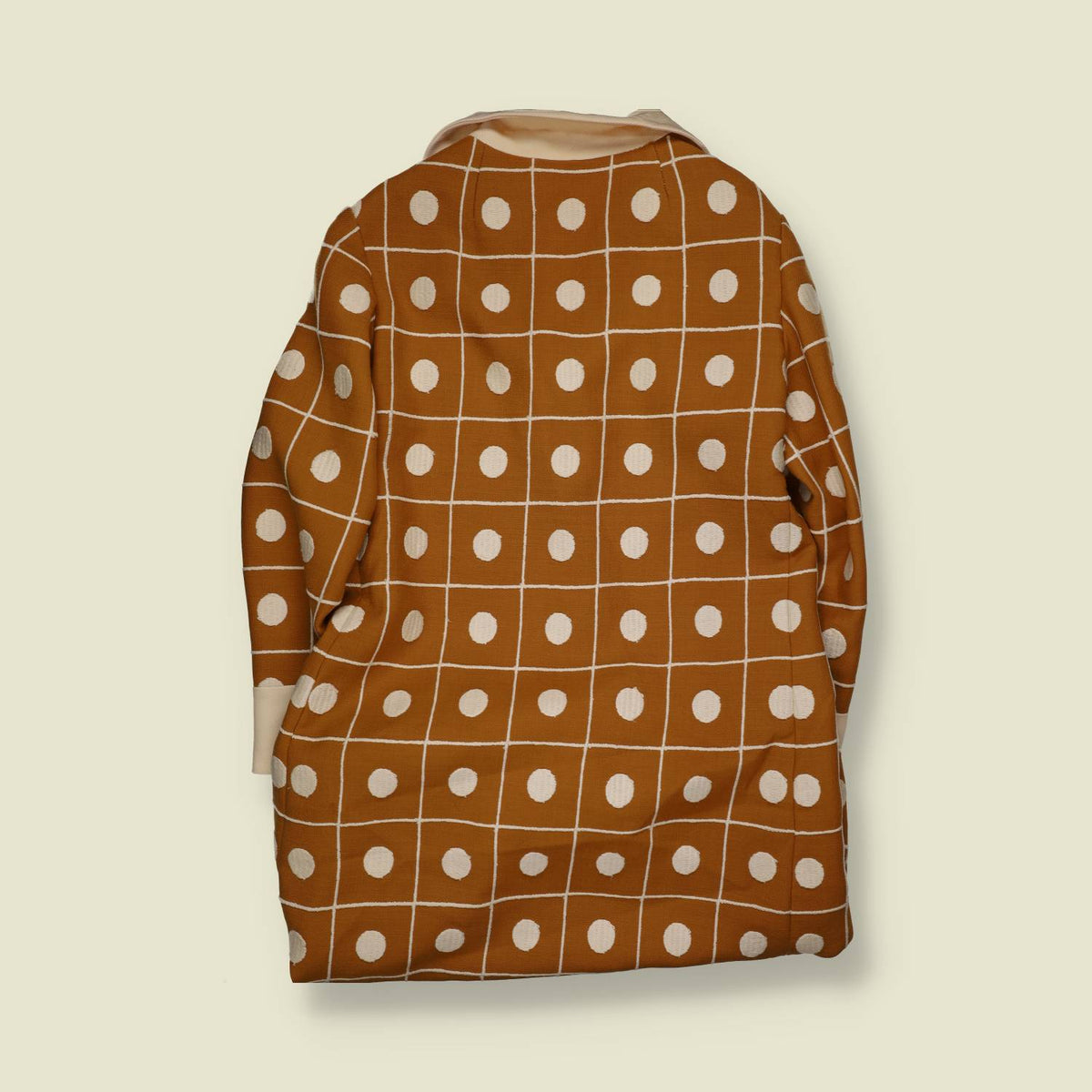 1970s | Cream & Brown Geometric Pattern Coat - 12