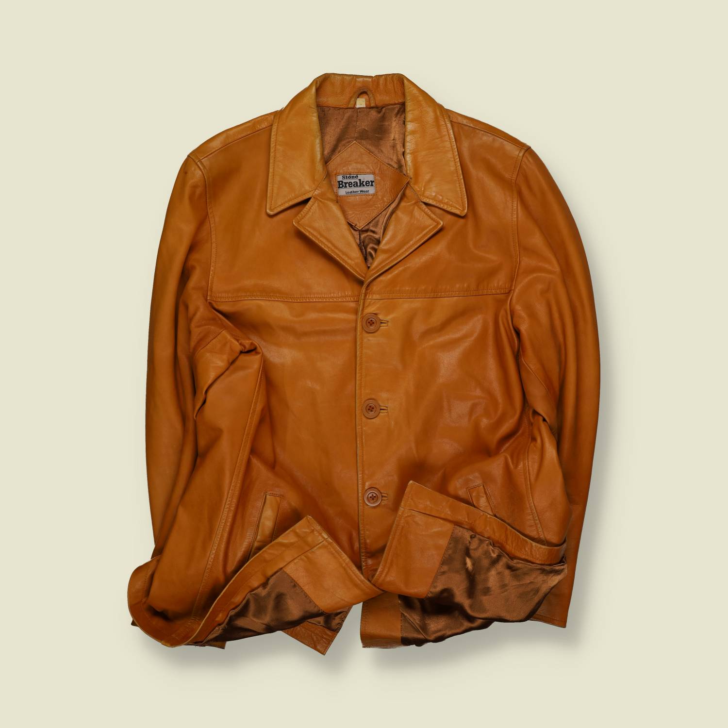 1970s | Stone Breaker Leather Wear | Leather Coat | Tan – L