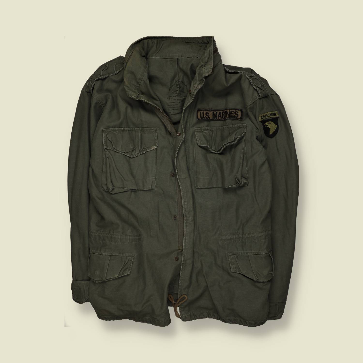 1990s | Med-Lab | 1956 Reproduction M-65 Field Jacket | U.S. Marines Patch – XL