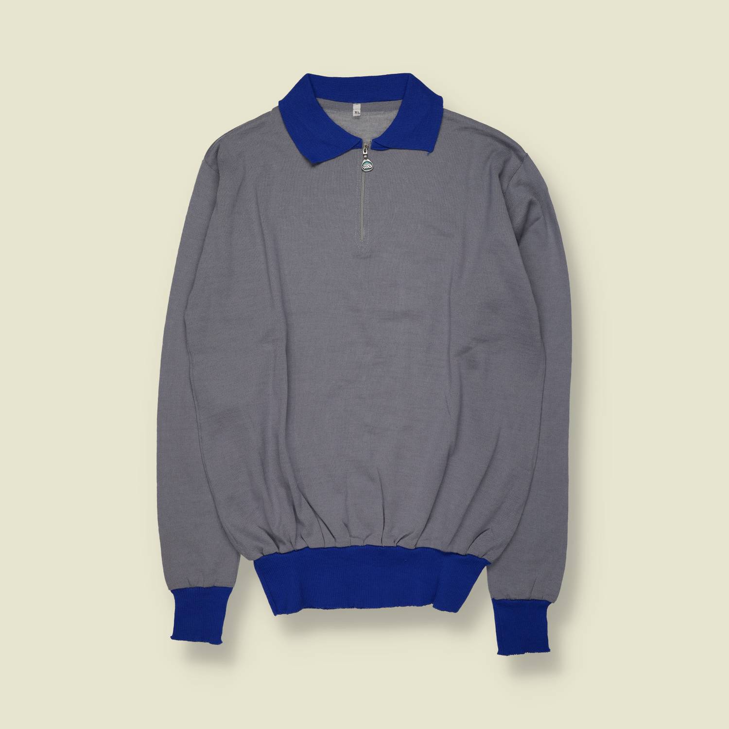1970s–1980s | MB | Long Sleeve Polo Sweatshirt | Grey Blue – M