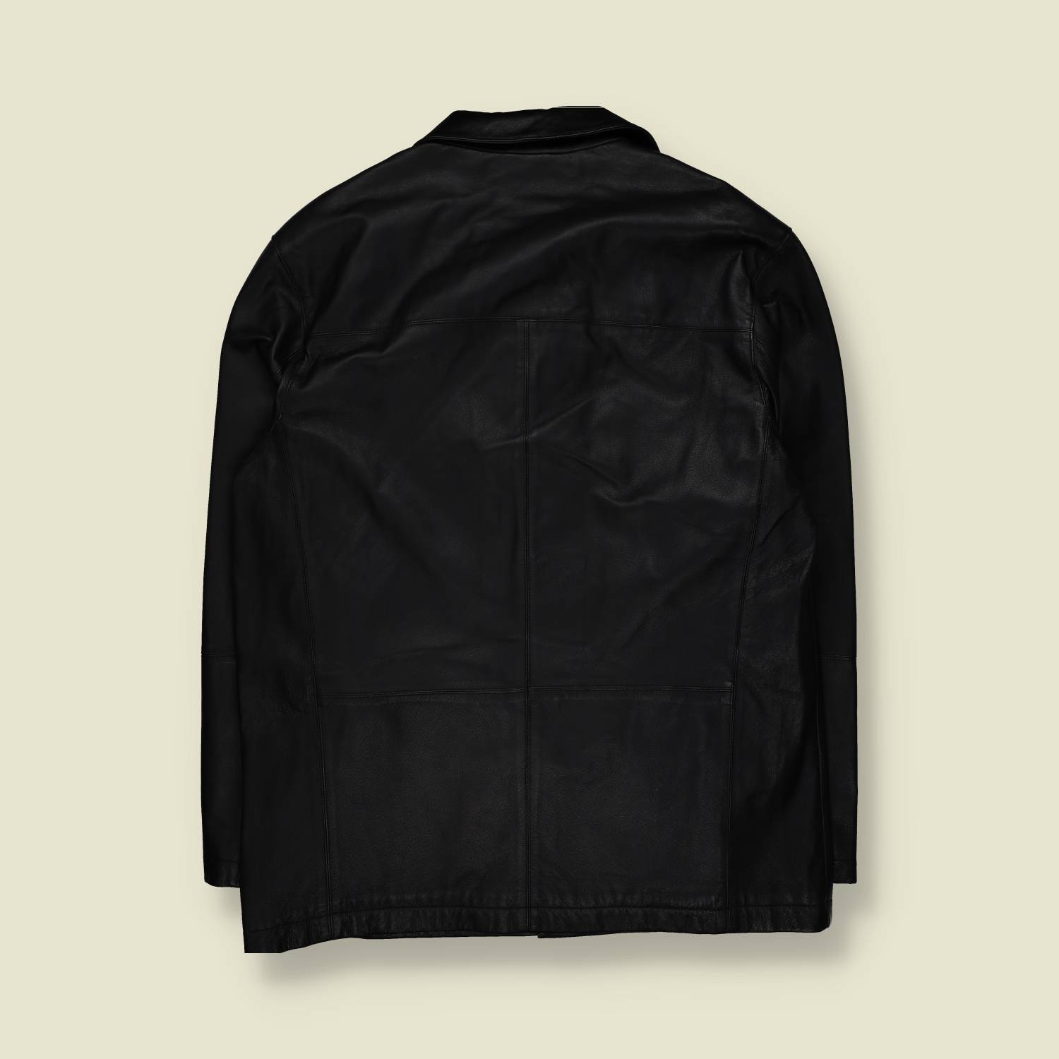 1990s | Authentic | Leather Car Coat | Black – XL