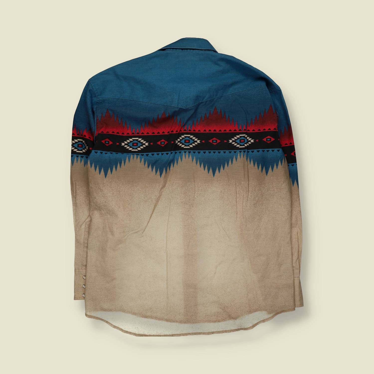 Early 1990s | Wrangler | Southwestern Print Western Shirt | Blue & Sand – XXXL