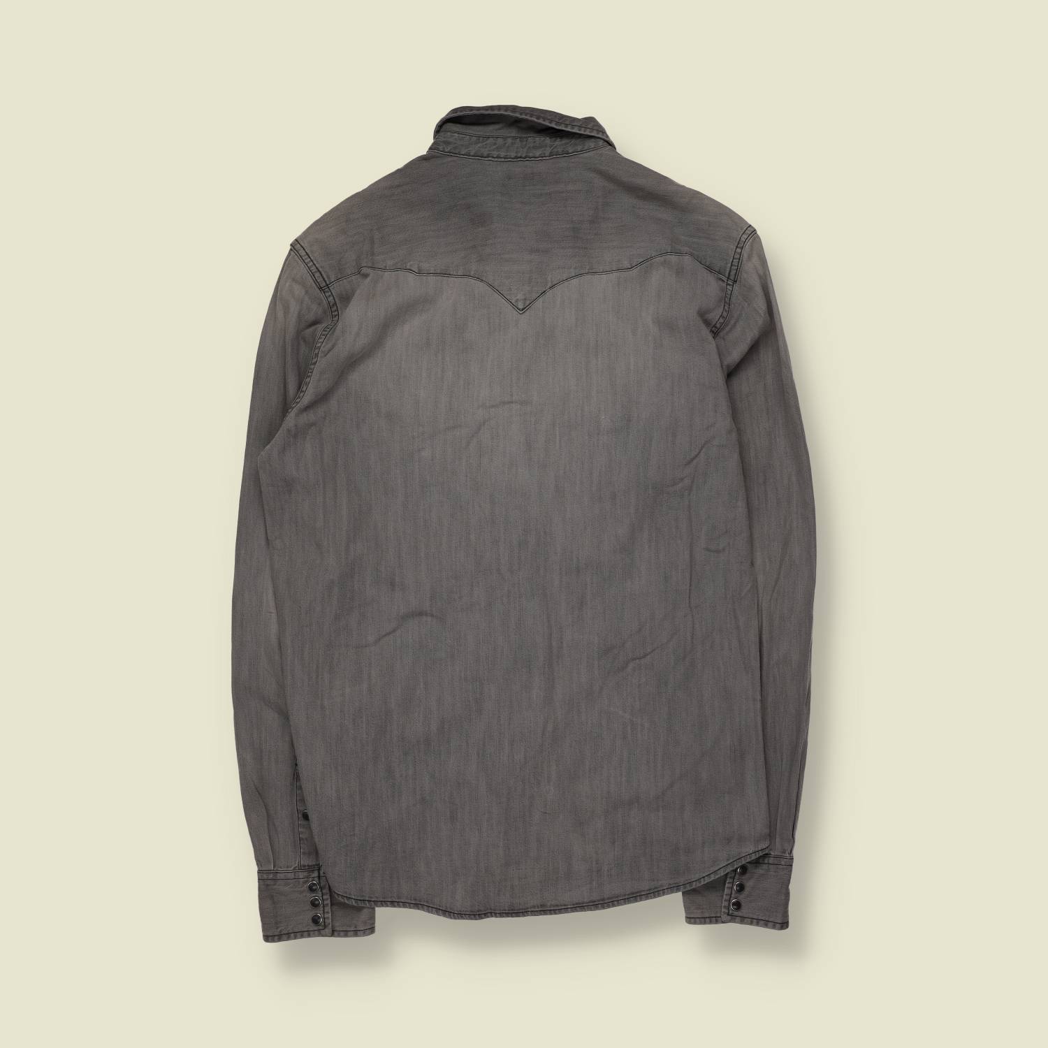 2000s | Wrangler | 1947 Slim Fit Western Shirt | Grey – M